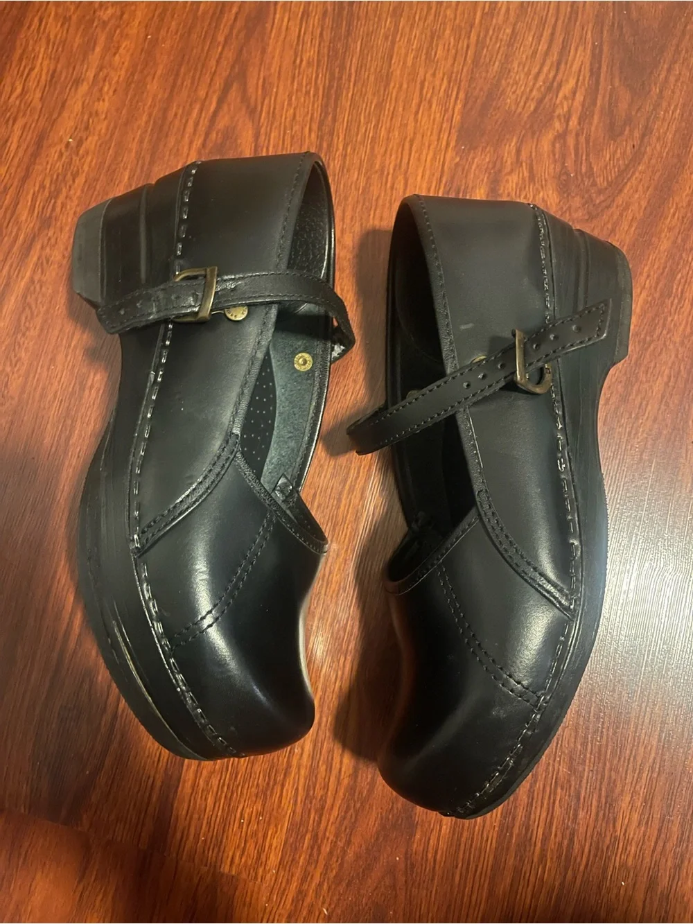 Sanita Black Mary Jane Kids' Clogs with Buckle